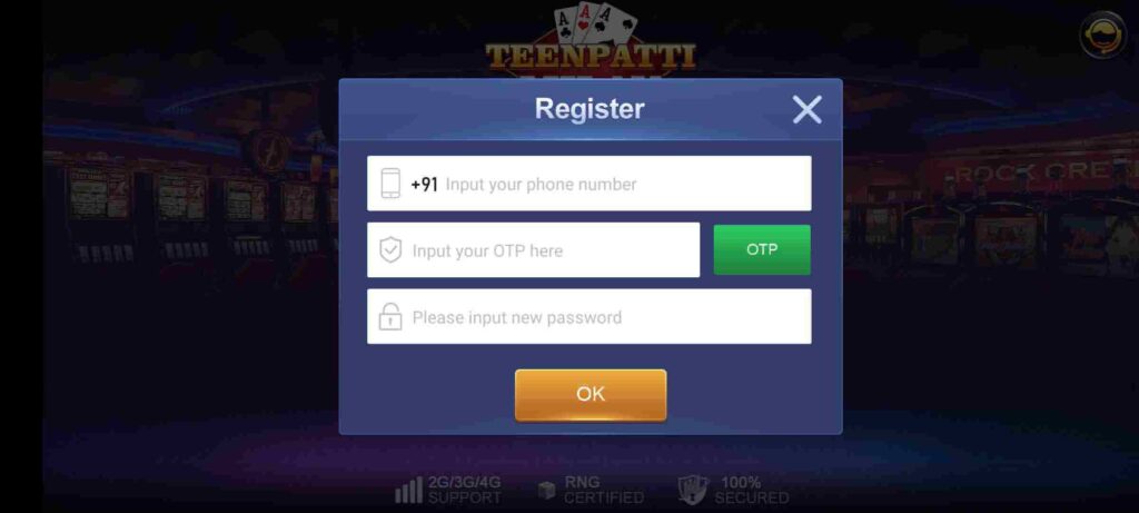 Teen Patti Lotus APK में रजिस्टर कैसे करें?