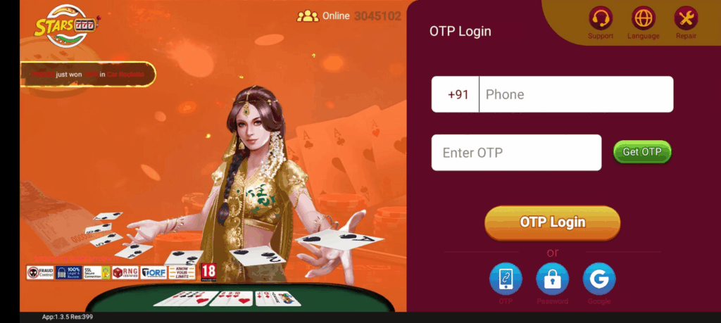 Sign up for Nice Game STARS 777 APP and get bonus.